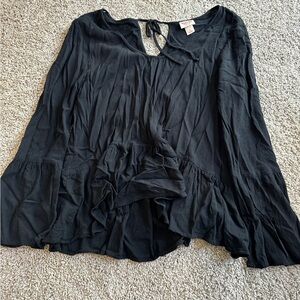 Mossimo Supply Co. Black Asymmetrical Blouse with Sailor Collar